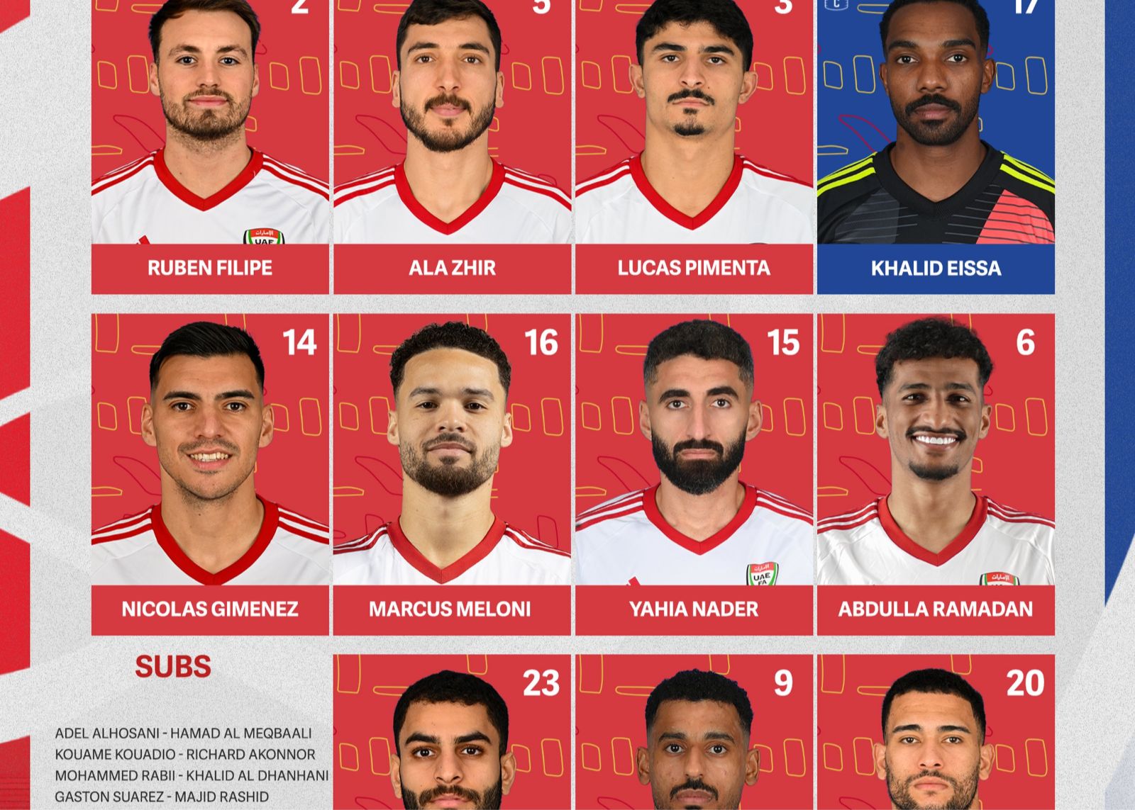 ОАЭ против Ирака: стартуют Адиль и Сухайль, играет Эль Хамади